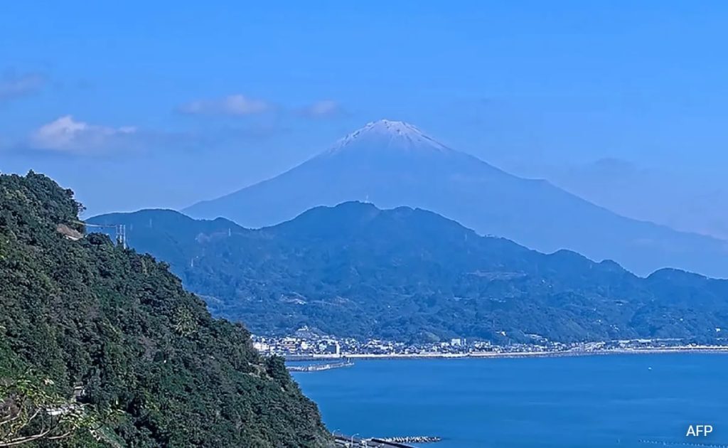 Snow Seen On Mount Fuji After Record Time Without