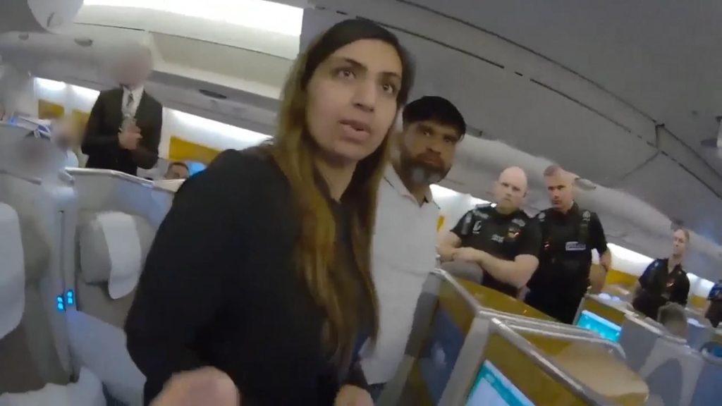 ‘I think you’re looking for us’: Video shows moment Sara Sharif’s family detained on plane