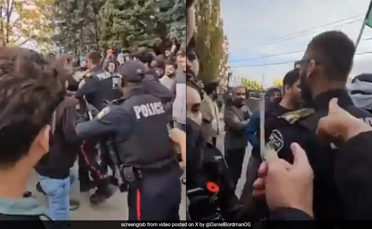 Video: Canada Cops Assault Hindu Devotees During Protest Over Temple Attack